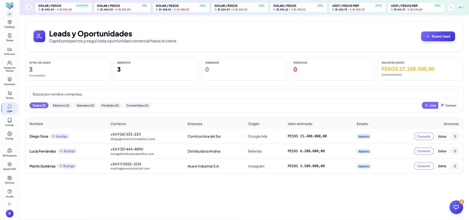 Módulo CRM de MOBU — captura real