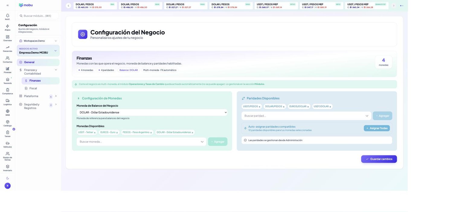 Finanzas y Fiscal en MOBU — captura real de la app
