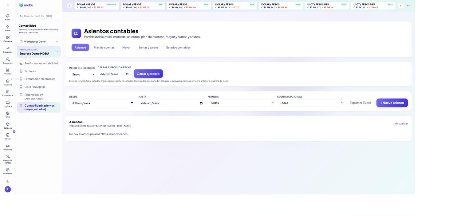 Cierre contable en MOBU — captura real de la app